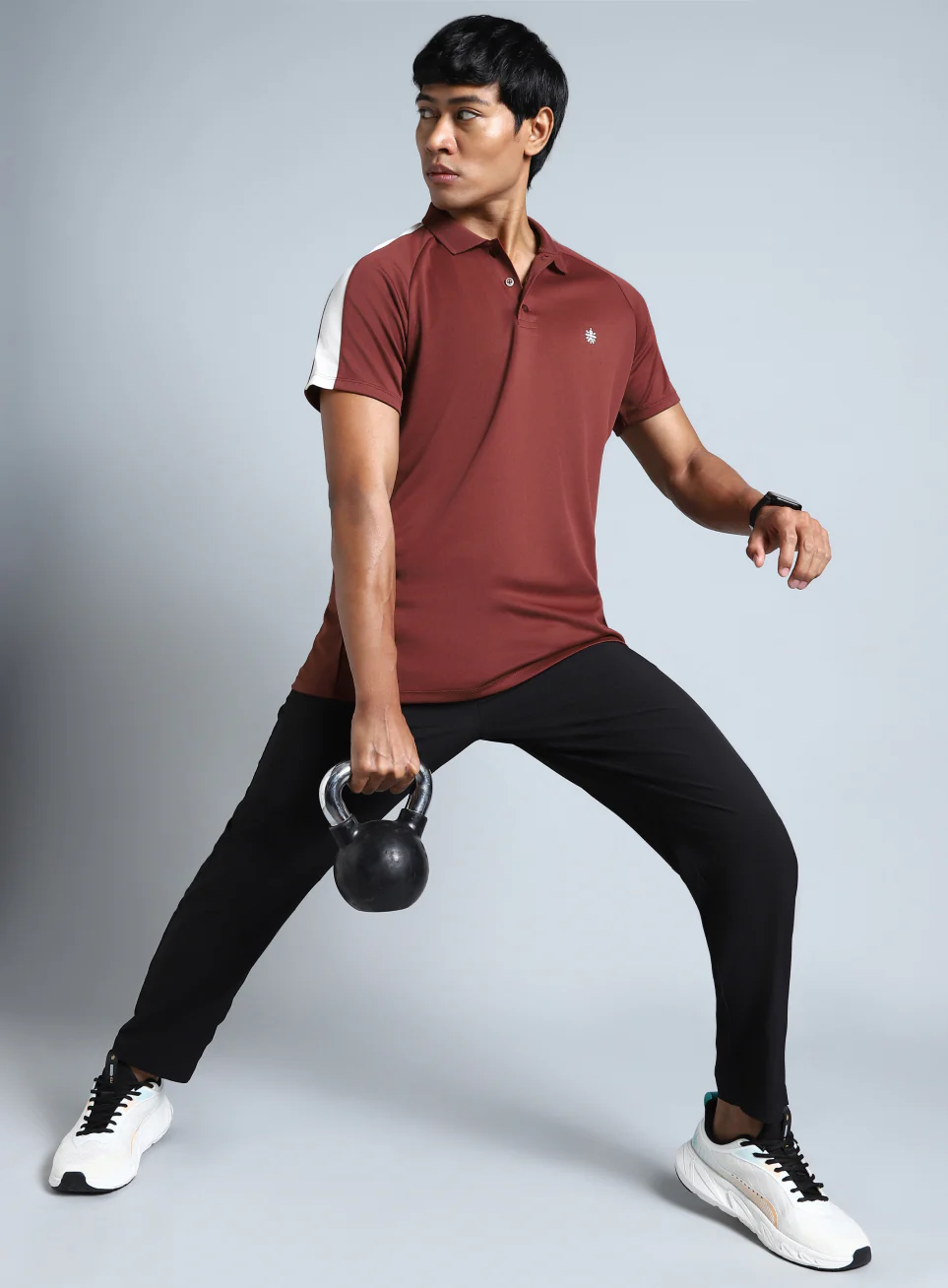 Men's Maroon Performance Essential Polo T-shirt - Image 3