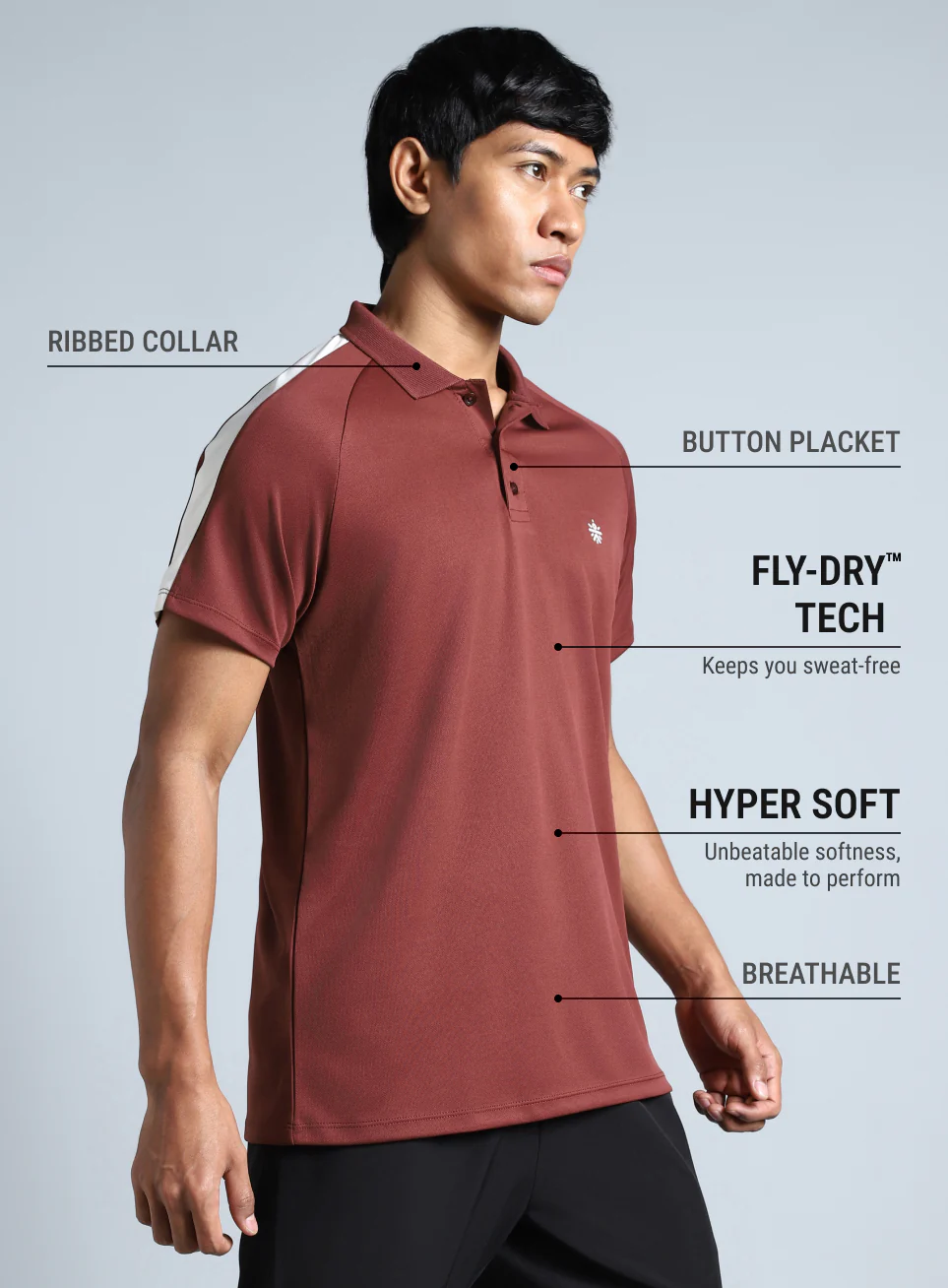 Men's Maroon Performance Essential Polo T-shirt - Image 5