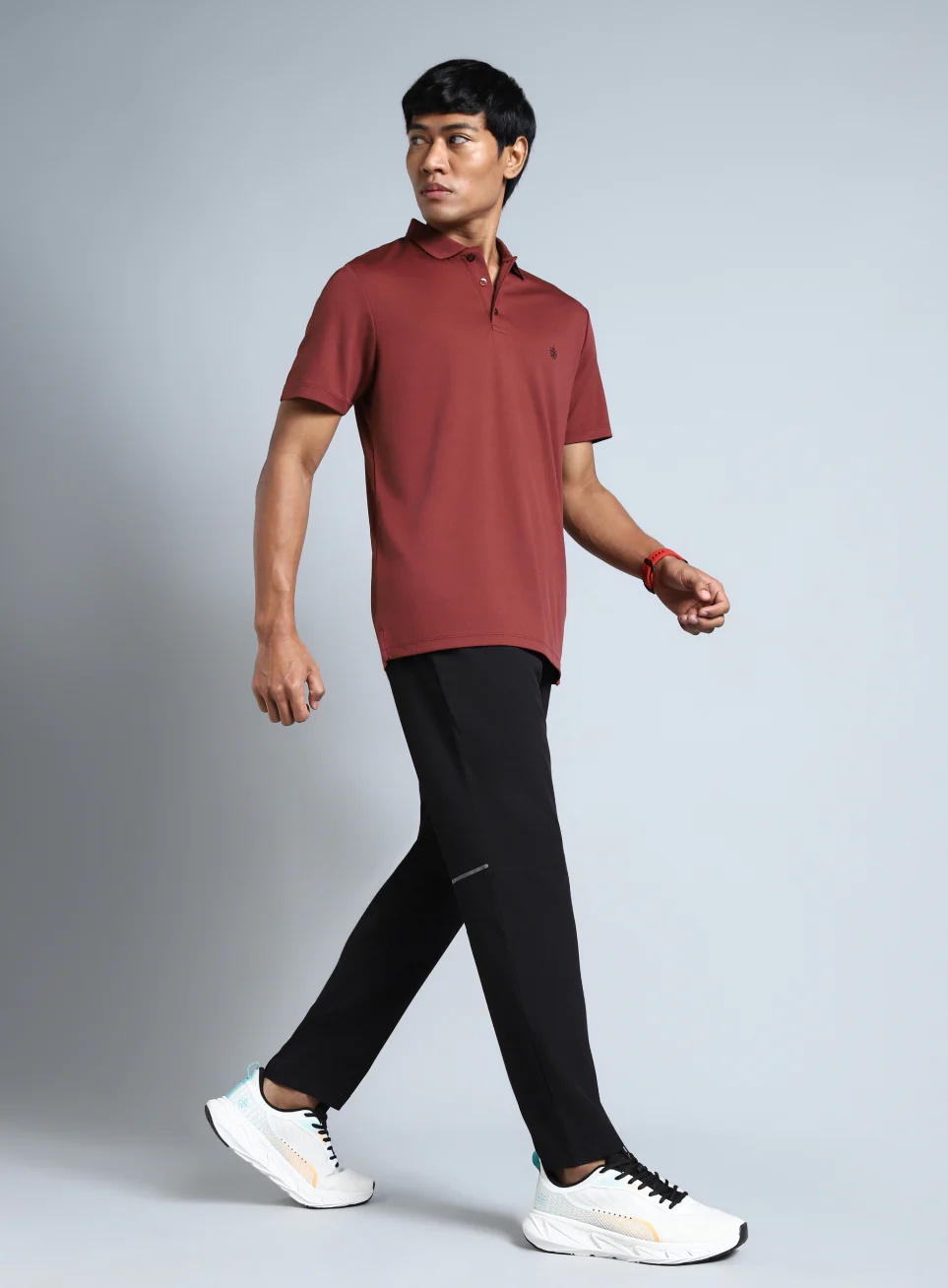 Men's Maroon Performance Polo T-shirt - Image 2