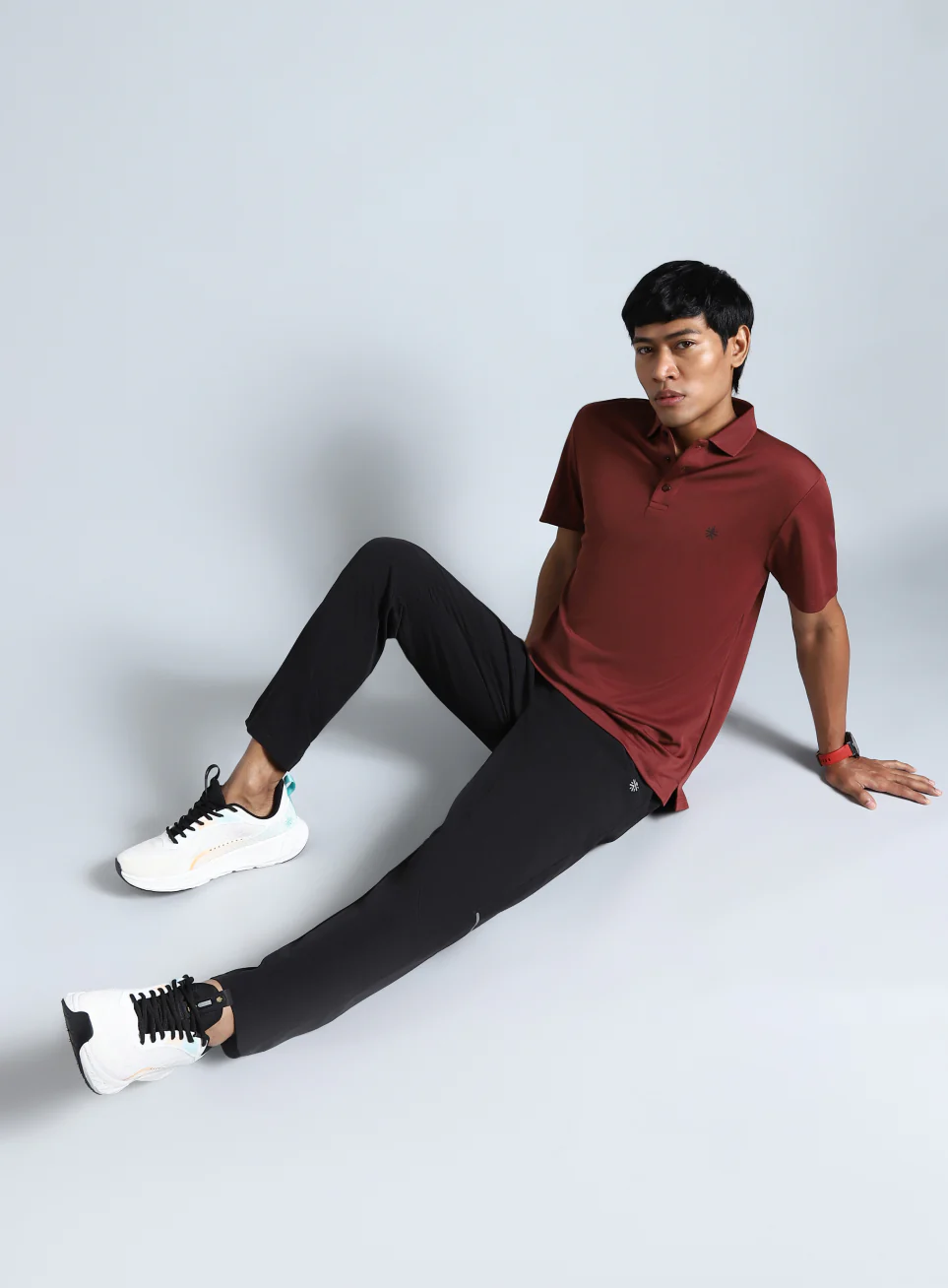 Men's Maroon Performance Polo T-shirt - Image 3