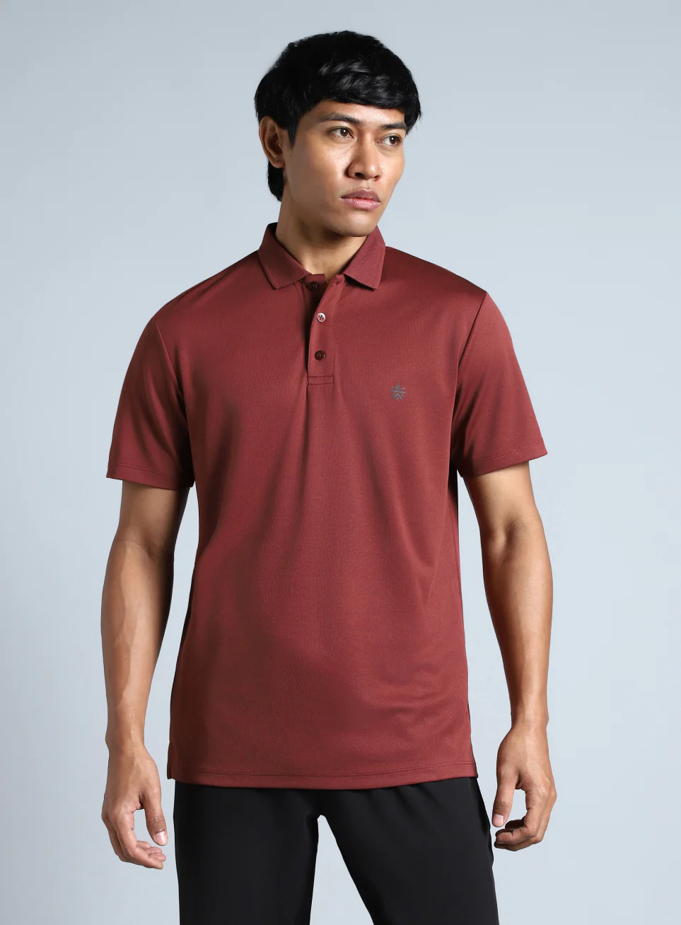 Men's Maroon Performance Polo T-shirt - Image 4