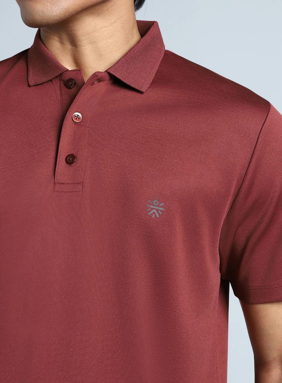 Men's Maroon Performance Polo T-shirt - Image 7