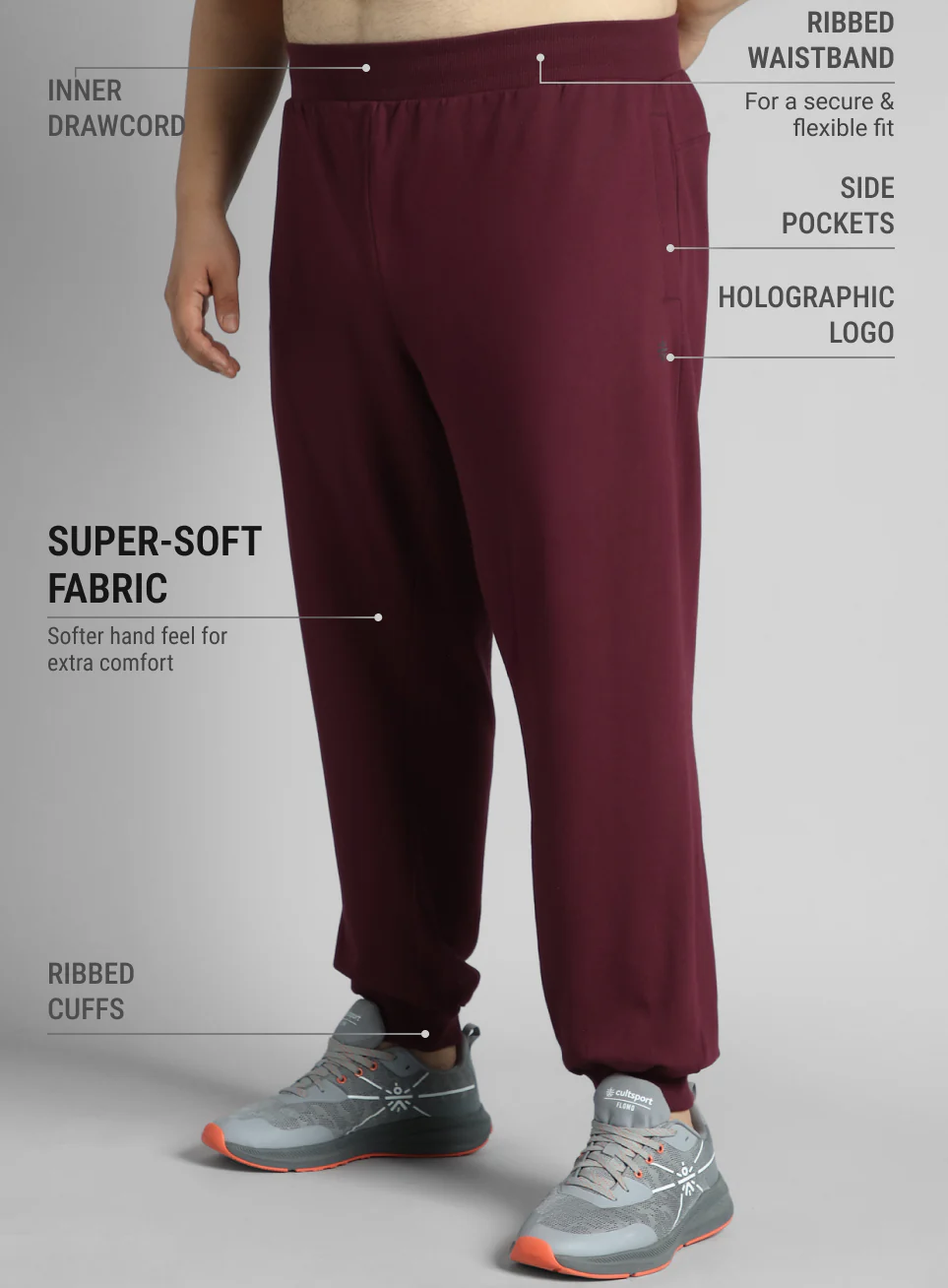 Men's Maroon Plus Size Training Essential Joggers - Image 5