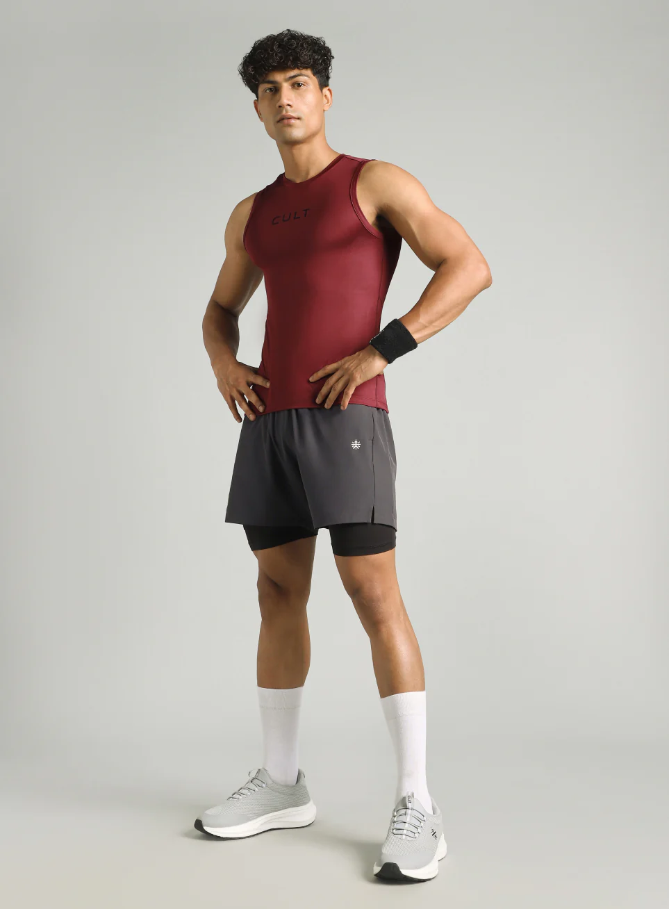 Men's Maroon Power Lifter Compression T-shirt - Image 3