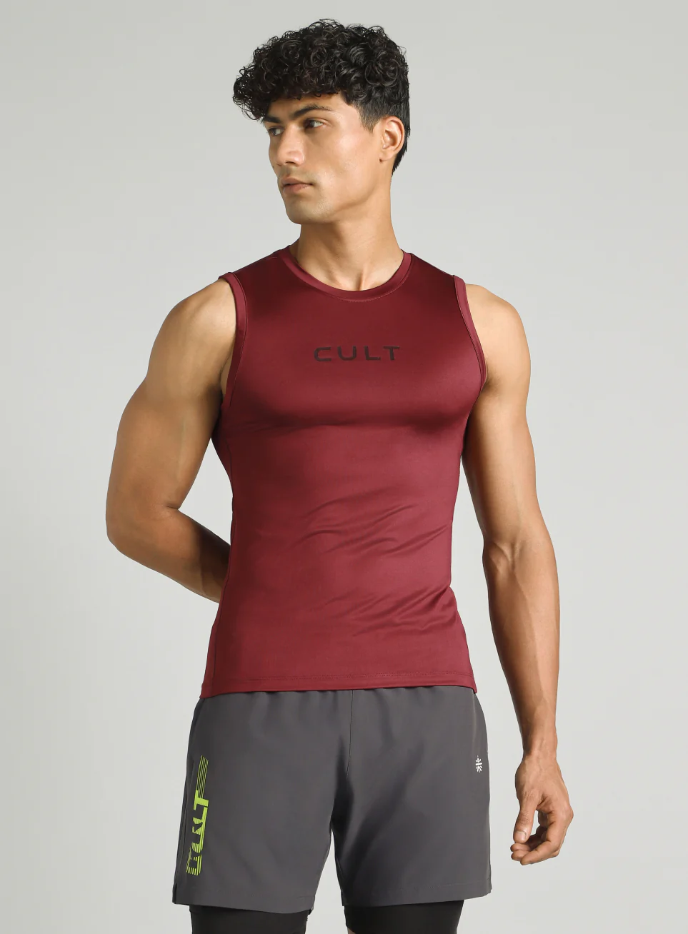 Men's Maroon Power Lifter Compression T-shirt - Image 4