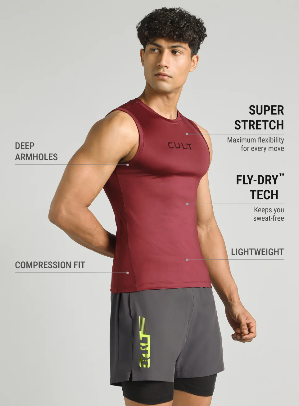 Men's Maroon Power Lifter Compression T-shirt - Image 5