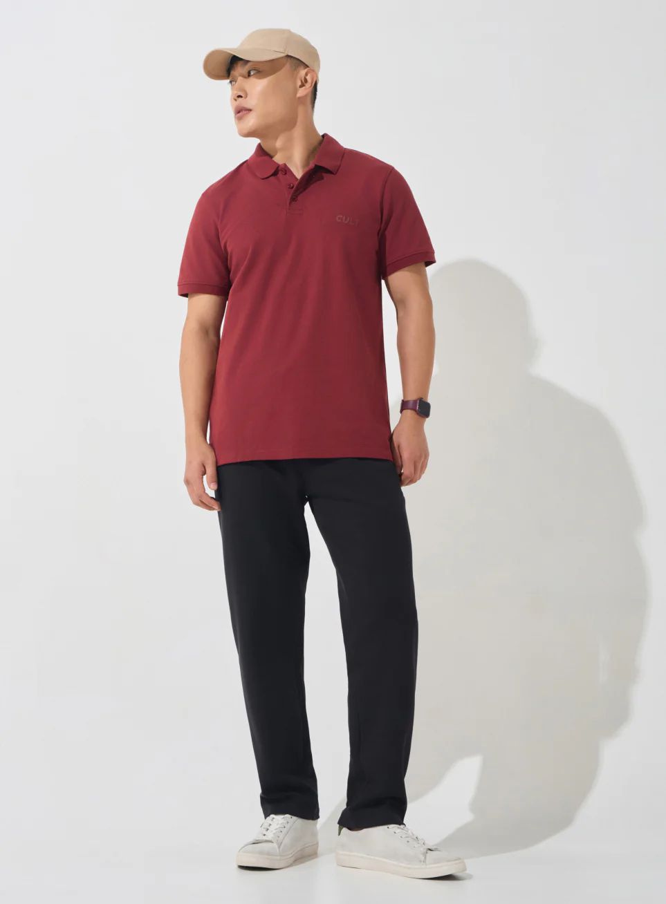 Men's Maroon Soft Form Classic Polo T-shirt - Image 3