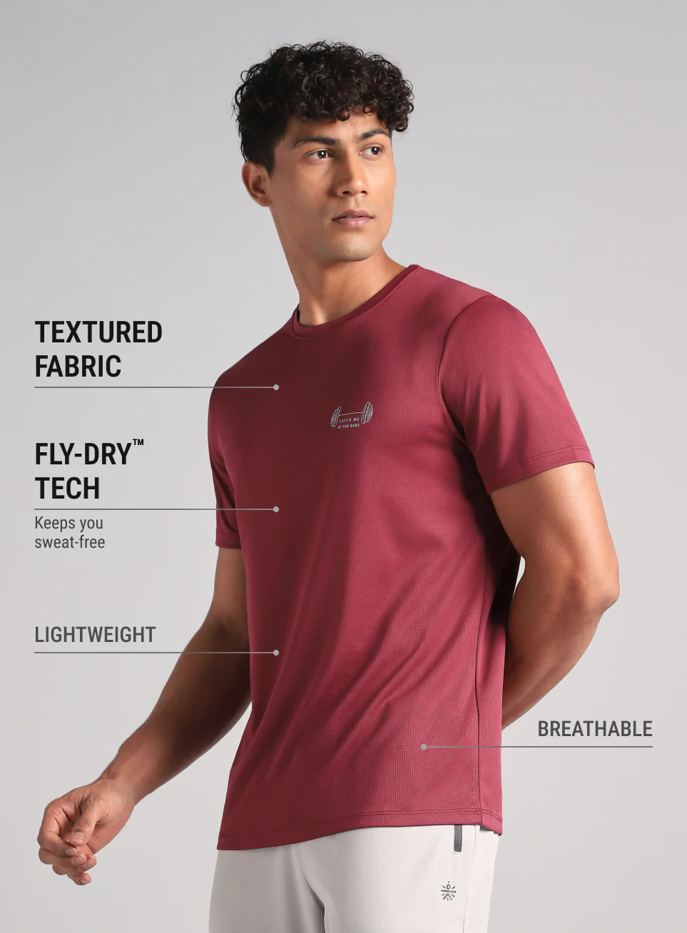 Men's Maroon Training Graphic T-Shirt - Image 5
