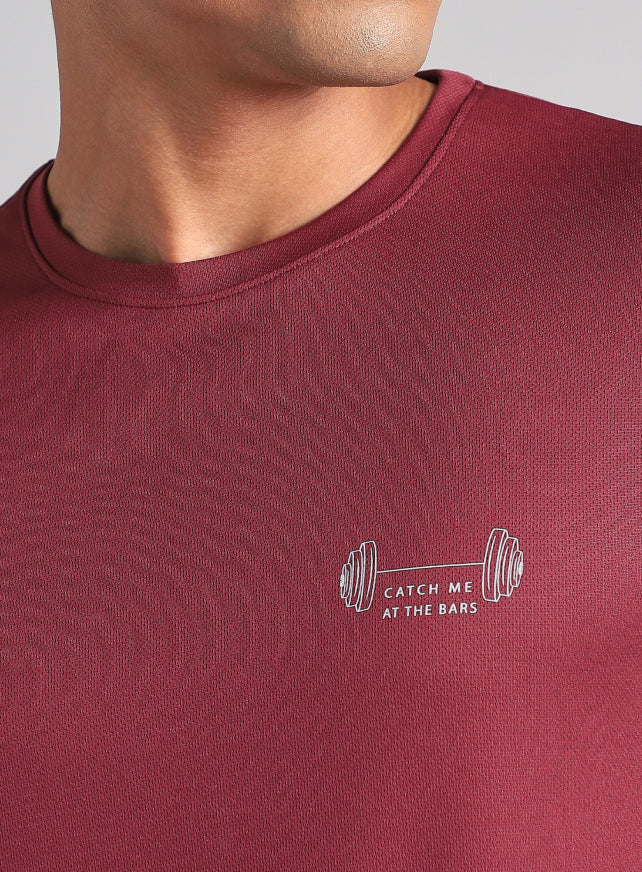 Men's Maroon Training Graphic T-Shirt - Image 7