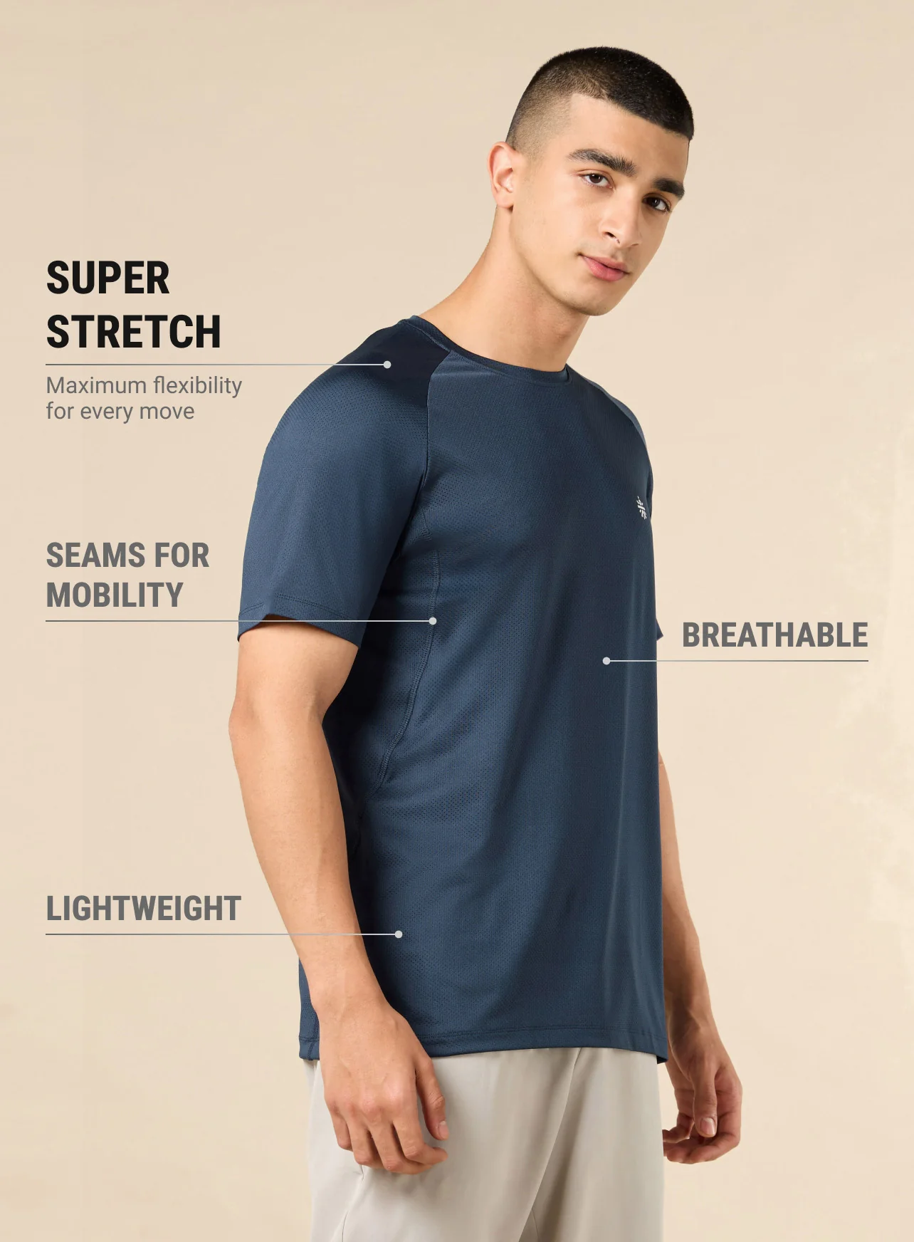 Men's Navy All Day Sports Training T-shirt - Image 5