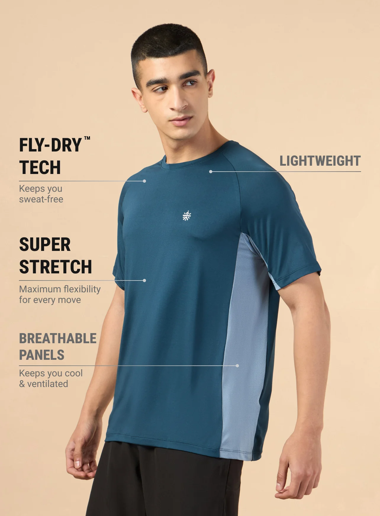 Men's Navy Active Pop Performance T-shirt - Image 5