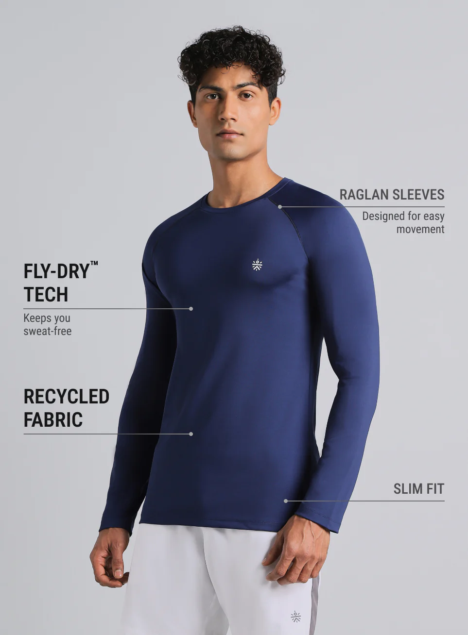 Men's Navy Build Up Performance Recycled Poly T-shirt - Image 5