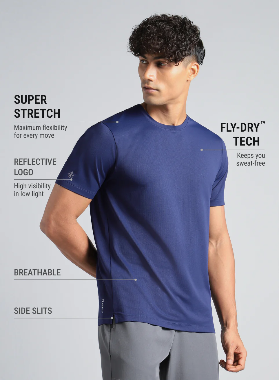 Men's Navy Chill Knit Run T-shirt - Image 5