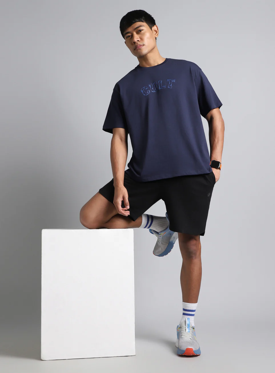 Men's Navy Cult Branding Graphic Relaxed T-shirt - Image 3