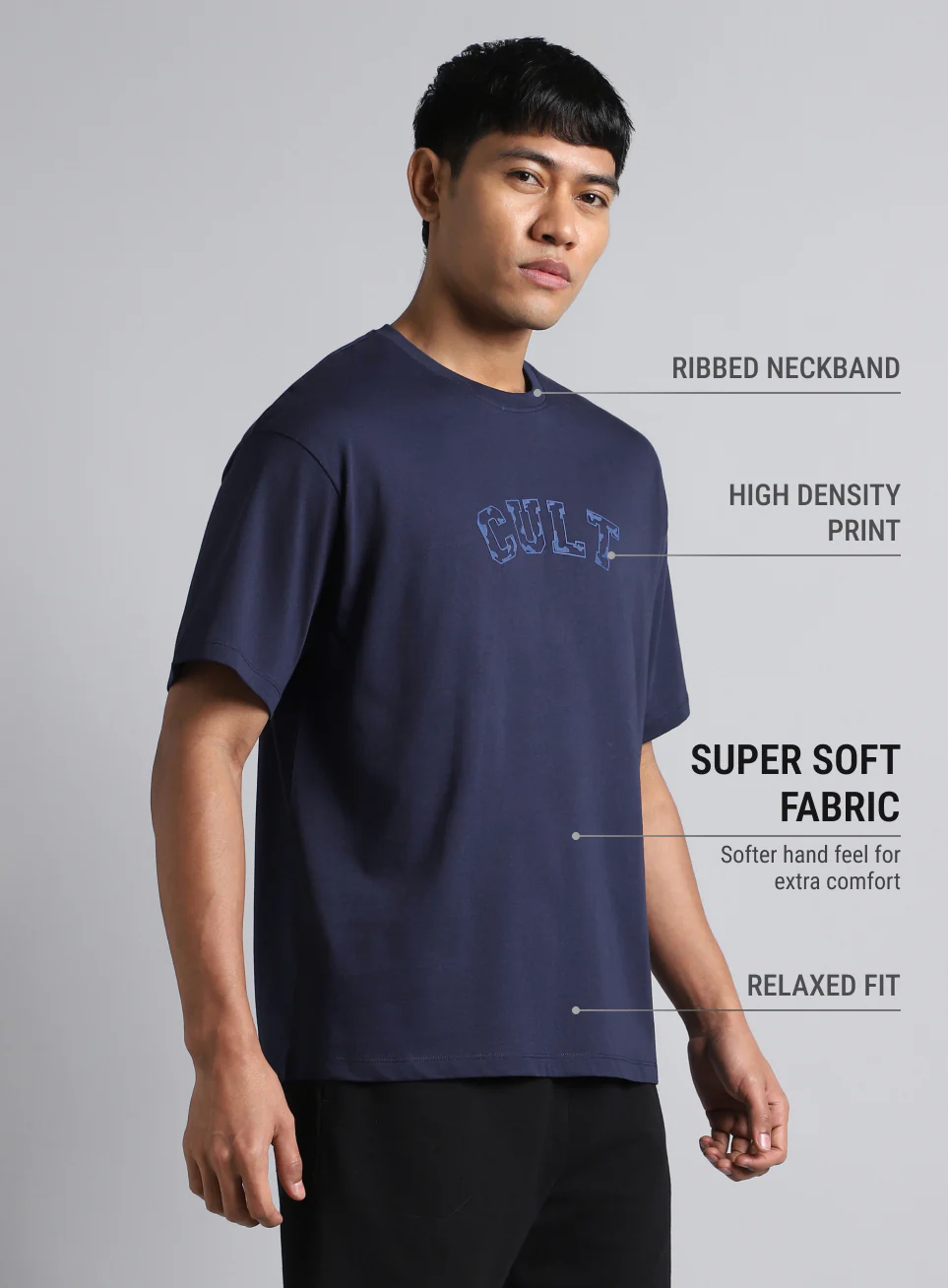 Men's Navy Cult Branding Graphic Relaxed T-shirt - Image 5