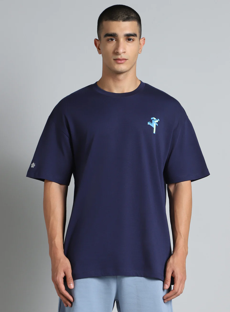 Men's Navy Cult Graphic Oversized Fit T-shirt - Image 4