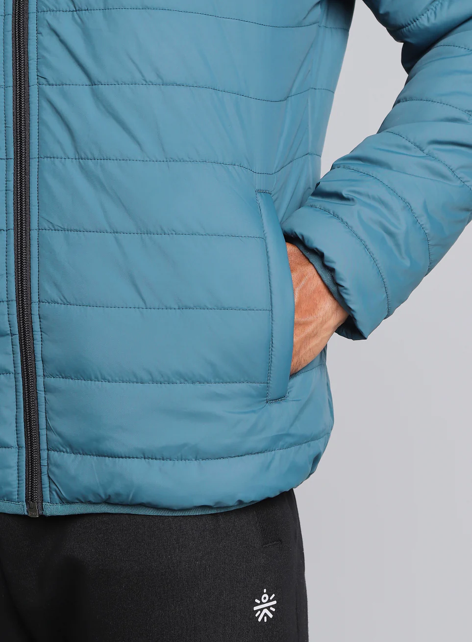Men's Navy Detachable Hoodie Puffer Jacket - Image 10