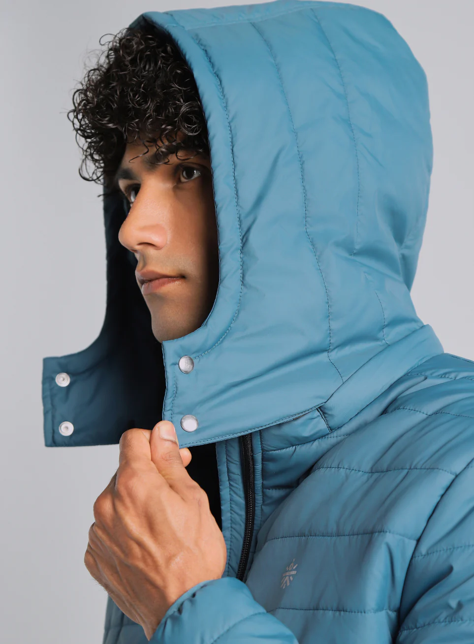 Men's Navy Detachable Hoodie Puffer Jacket - Image 11