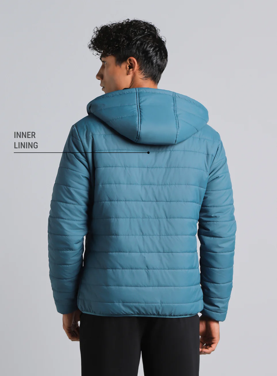 Men's Navy Detachable Hoodie Puffer Jacket - Image 6