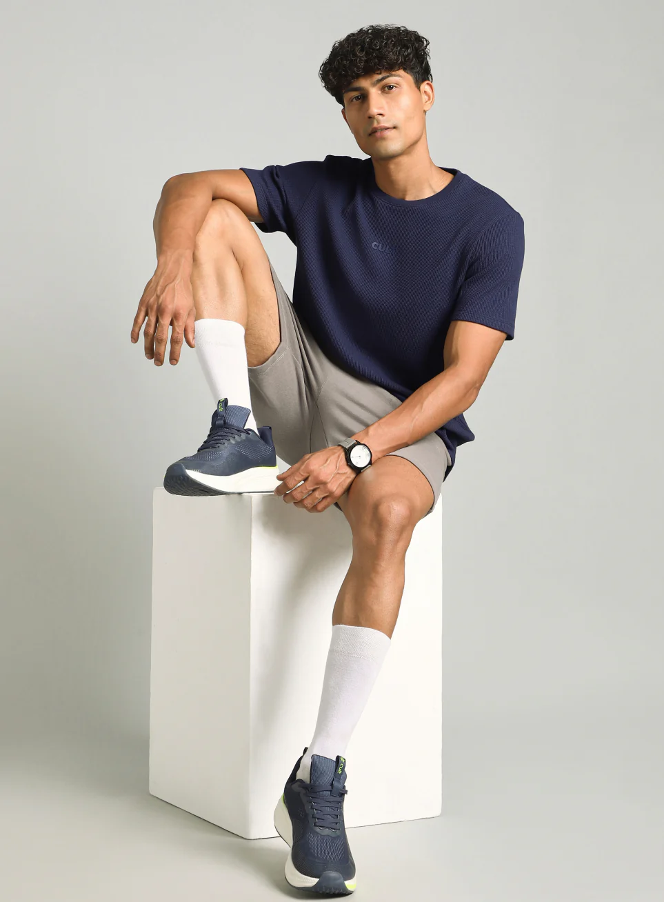 Men's Navy Essential Oversized Fit Waffle T-shirt - Image 3