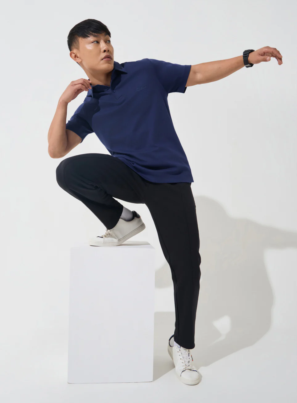 Men's Navy Everyday Luxe Cotton Polo T-shirt - Image 2