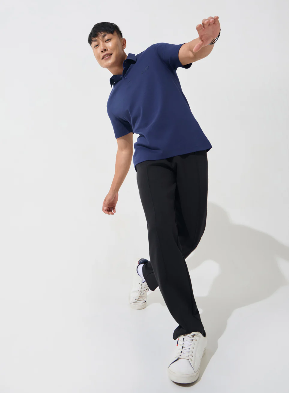 Men's Navy Everyday Luxe Cotton Polo T-shirt - Image 3