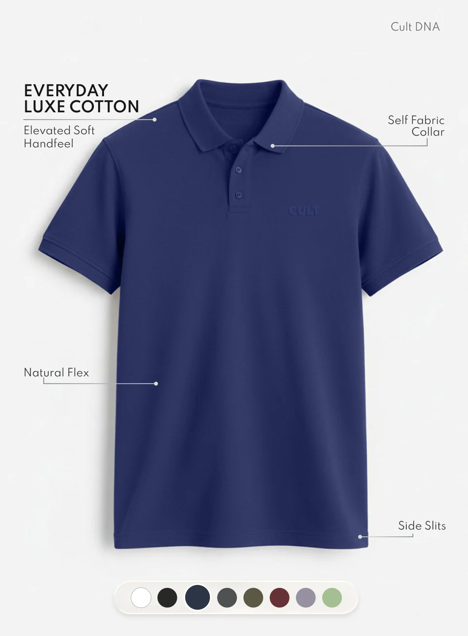 Men's Navy Everyday Luxe Cotton Polo T-shirt - Image 4