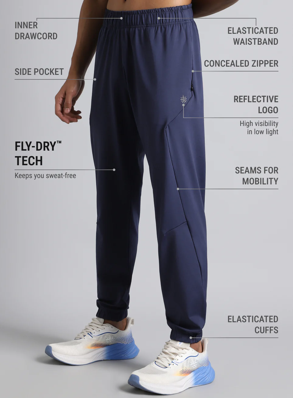 Men's Navy Pace Up Running Joggers - Image 5