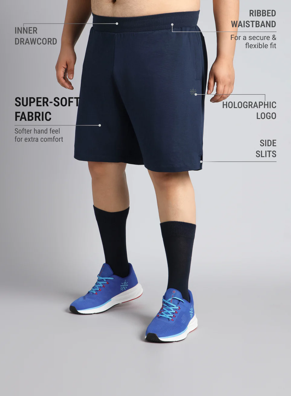 Men's Navy Plus Size Training Essential Shorts - Image 5