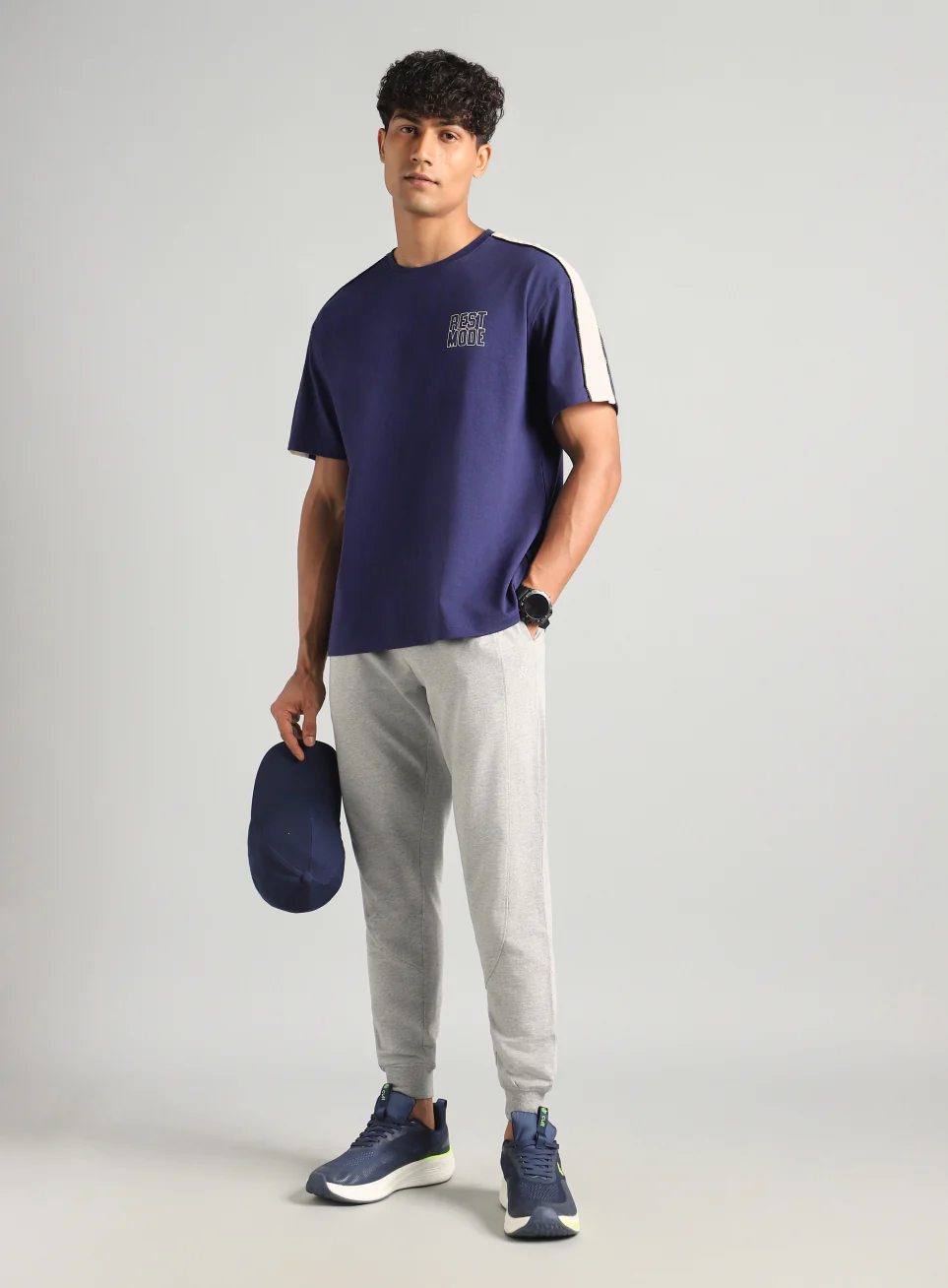Men's Navy Rest Mode Relaxed Fit T-shirt - Image 2