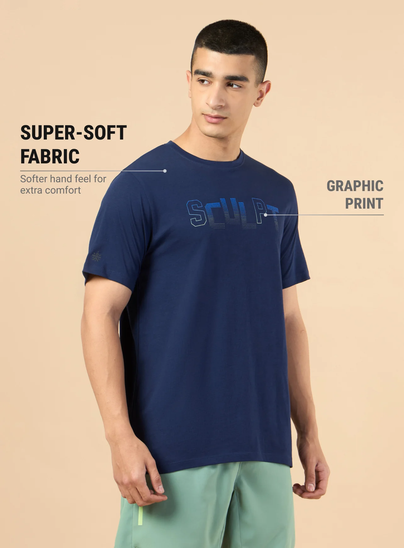 Men's Navy Sculpt Graphic T-shirt - Image 5