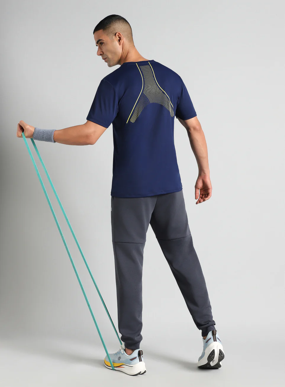 Men's Navy Sculpted Print Training T-shirt - Image 3
