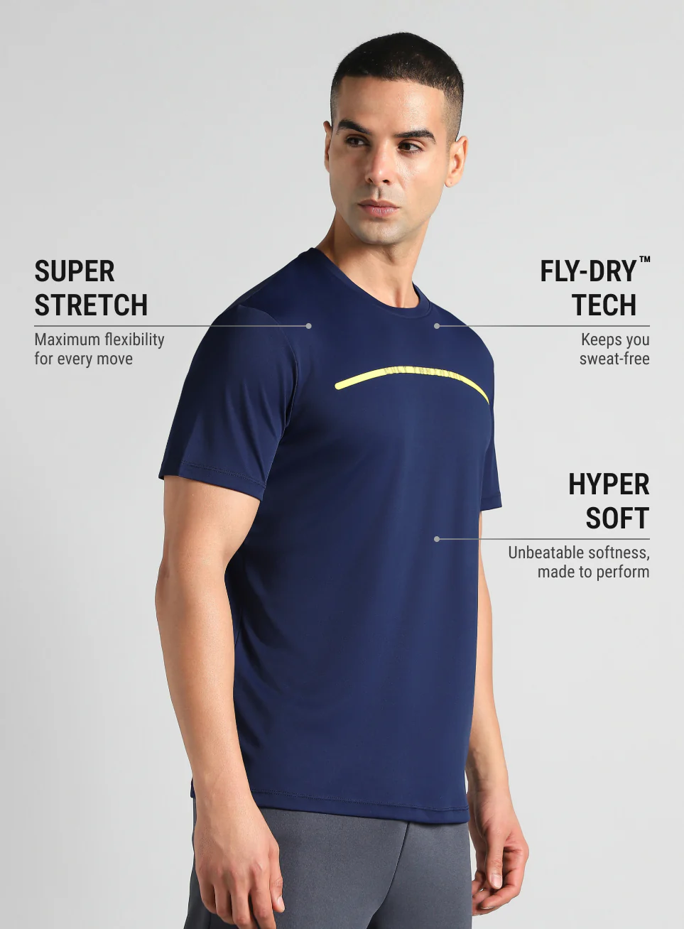 Men's Navy Sculpted Print Training T-shirt - Image 5