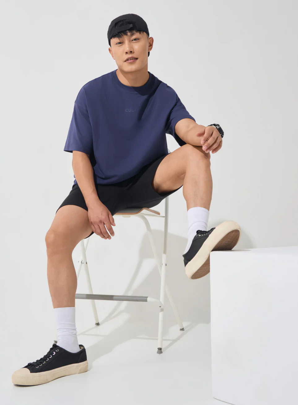 Men's Navy Soft Form Oversized T-shirt - Image 2