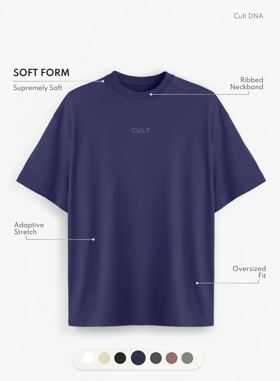 Men's Navy Soft Form Oversized T-shirt - Image 4