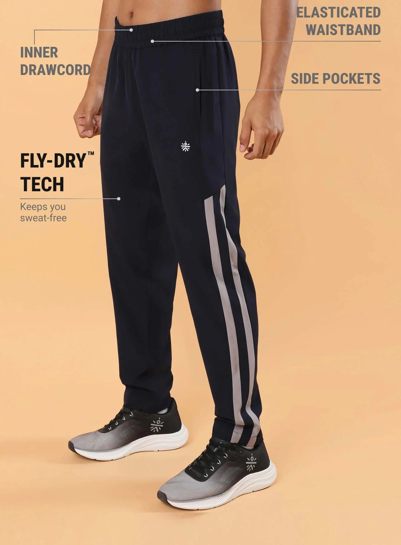 Men's Navy Sporty Training Trackpants - Image 5