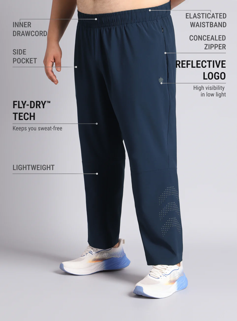 Men's Navy Ultimate Running Plus Size Trackpants - Image 5