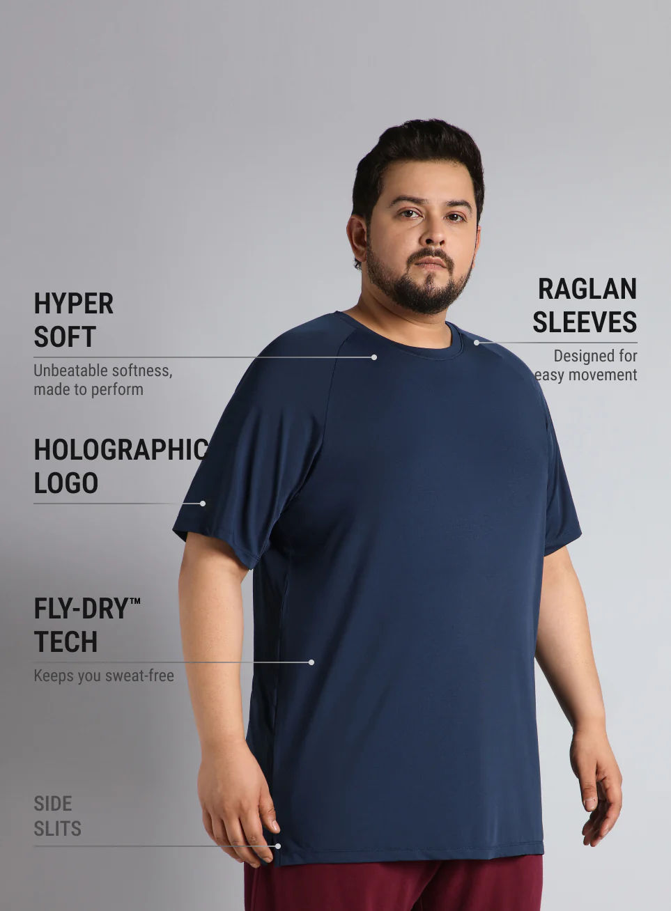 Men's Navy Ultimate Training Plus Size regular fit T-shirt - Image 5