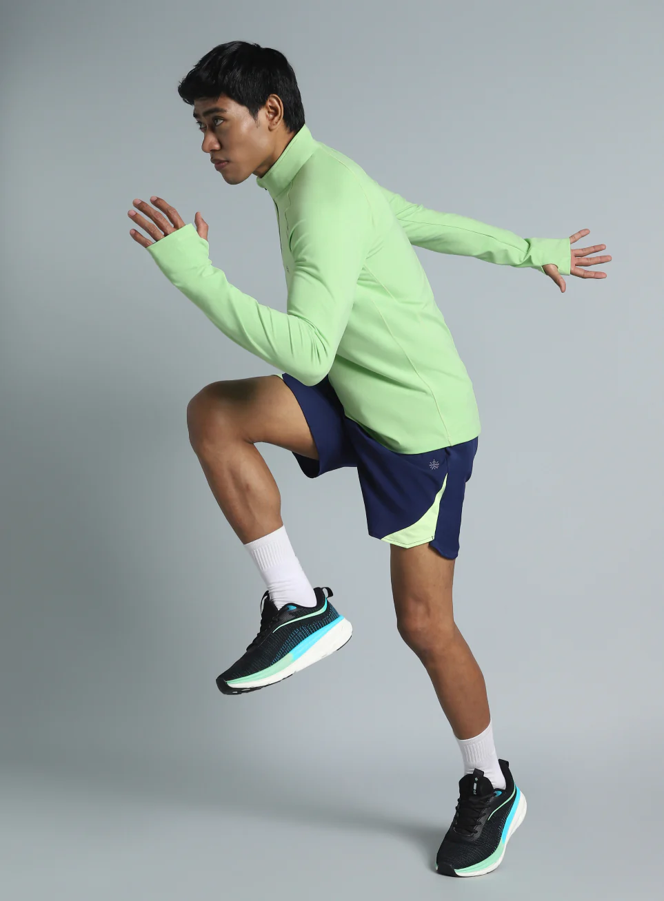 Men's Neon Green Night Runner's Half Placket Jacket - Image 2