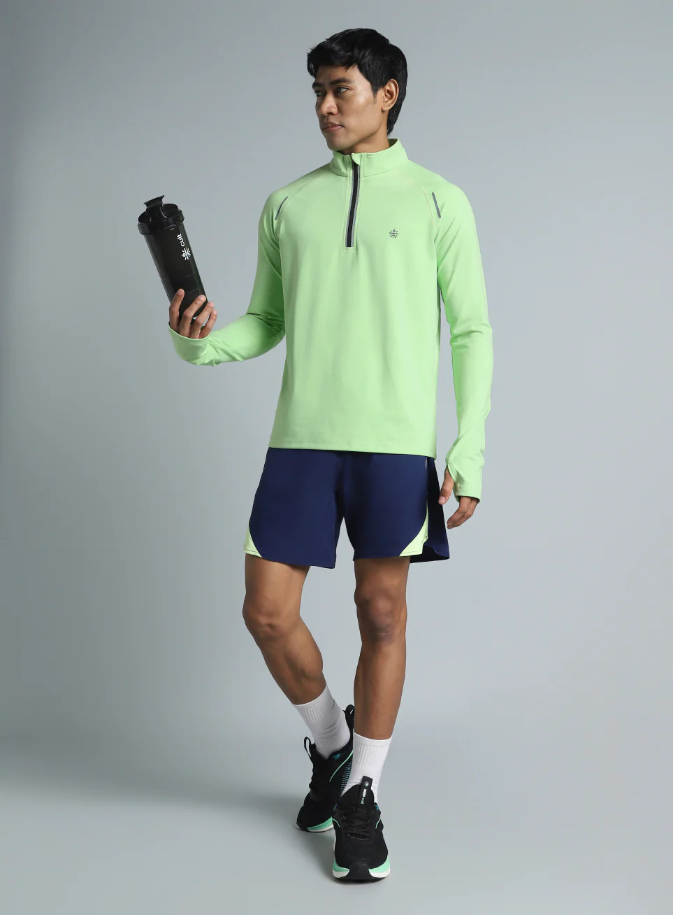 Men's Neon Green Night Runner's Half Placket Jacket - Image 3