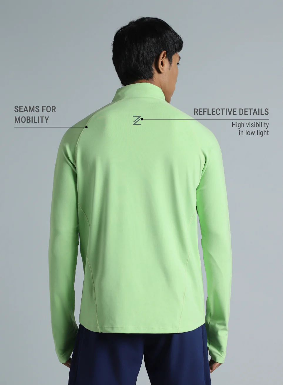 Men's Neon Green Night Runner's Half Placket Jacket - Image 6
