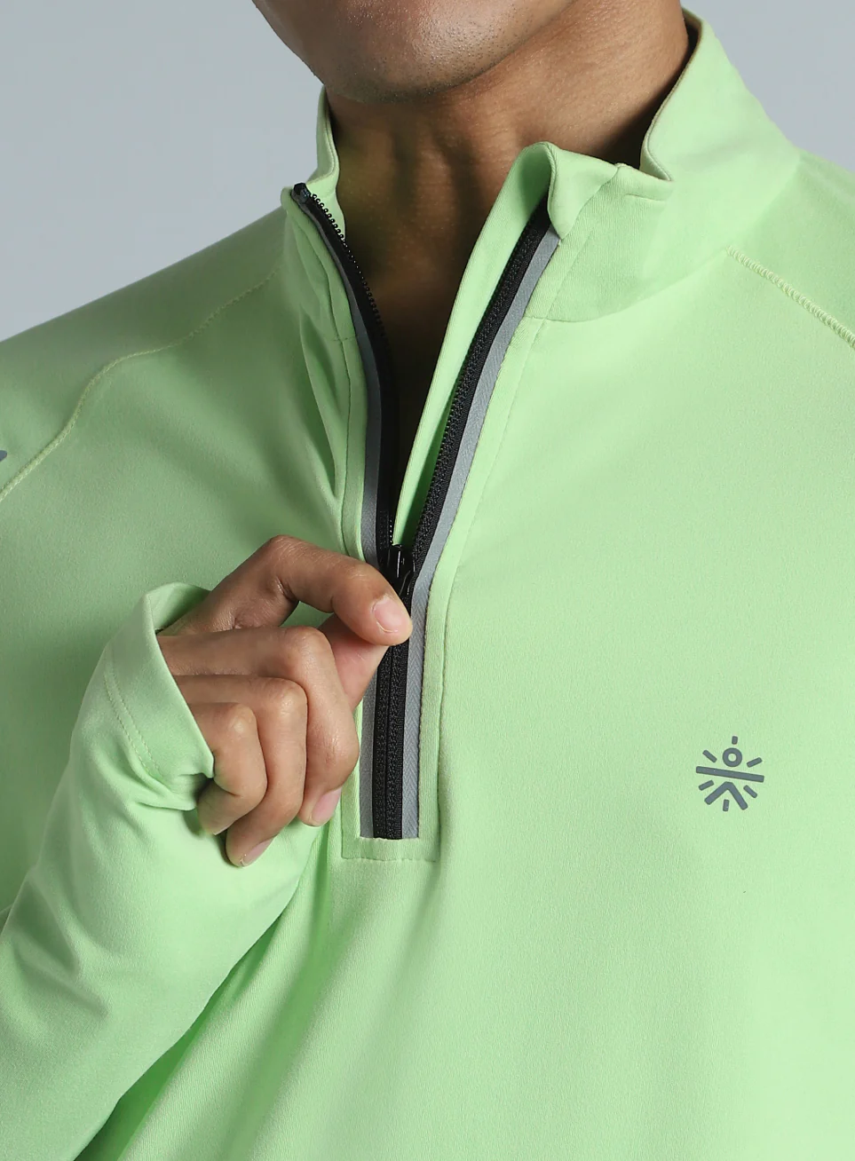 Men's Neon Green Night Runner's Half Placket Jacket - Image 8