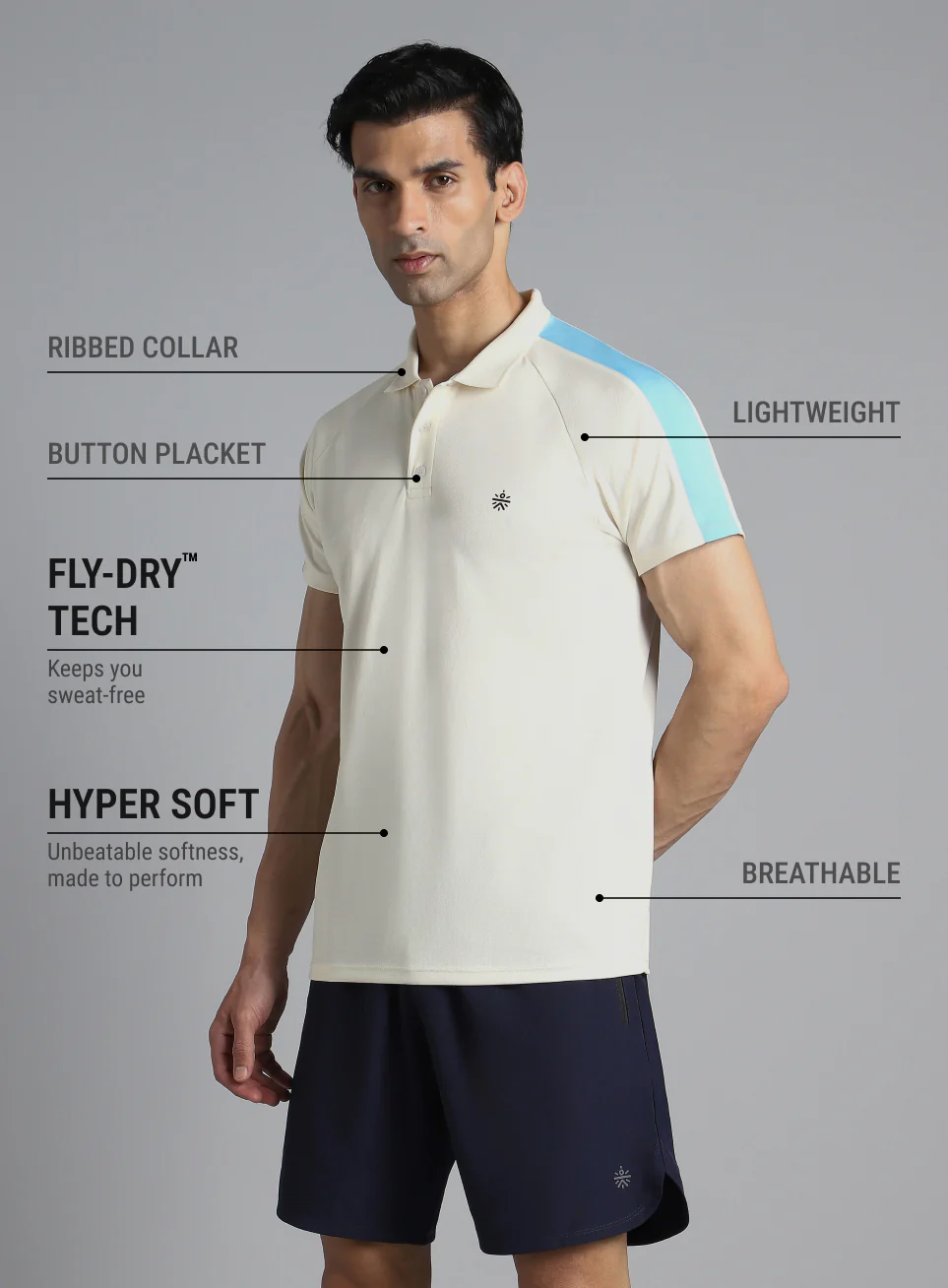 Men's Off White Performance Essential Polo T-shirt - Image 5