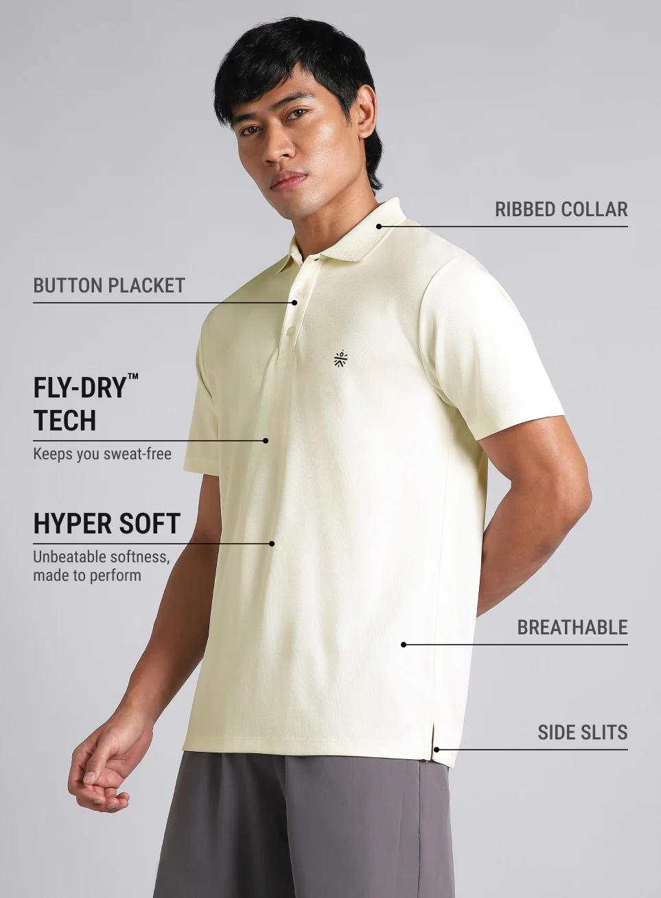 Men's Off White Performance Polo T-shirt - Image 5