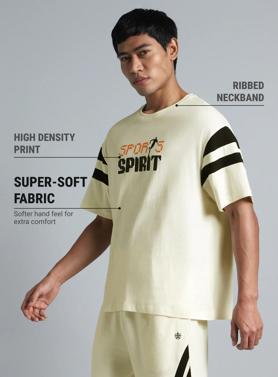 Men's Off White Sports Spirit Relaxed fit Graphic T-shirt - Image 5