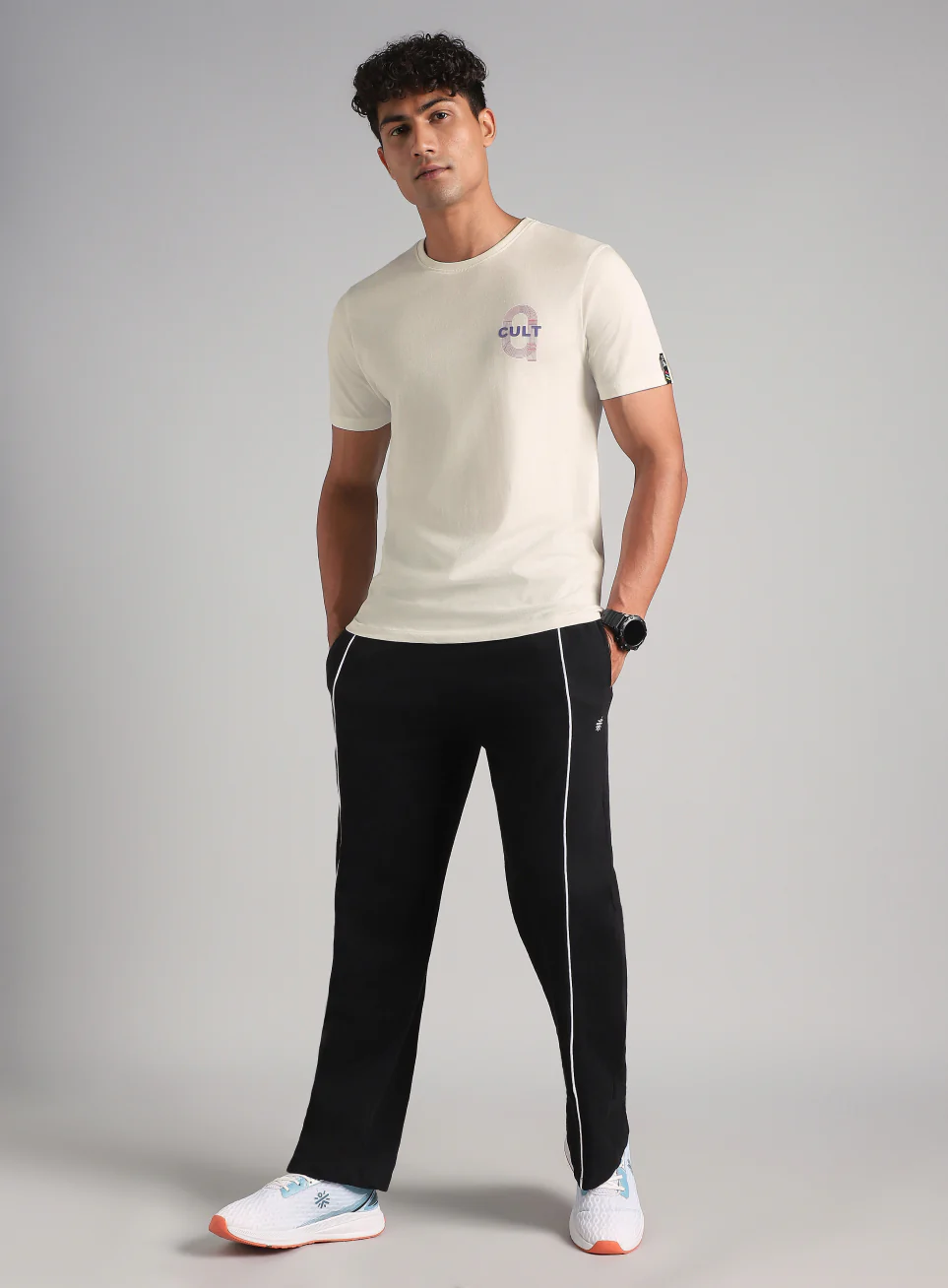 Men's Off White Sporty Racertrack T-Shirt - Image 2
