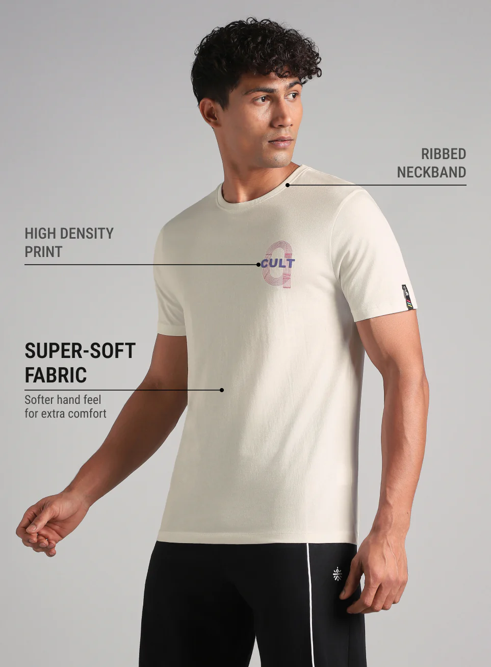 Men's Off White Sporty Racertrack T-Shirt - Image 5