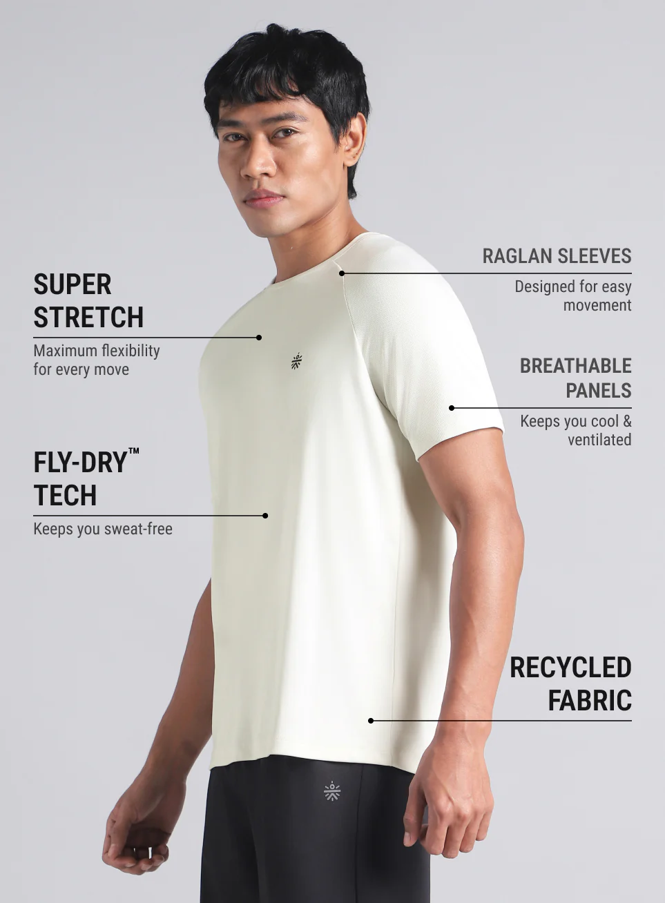 Men's Off White Training Essential Recycled Poly T-shirt - Image 5