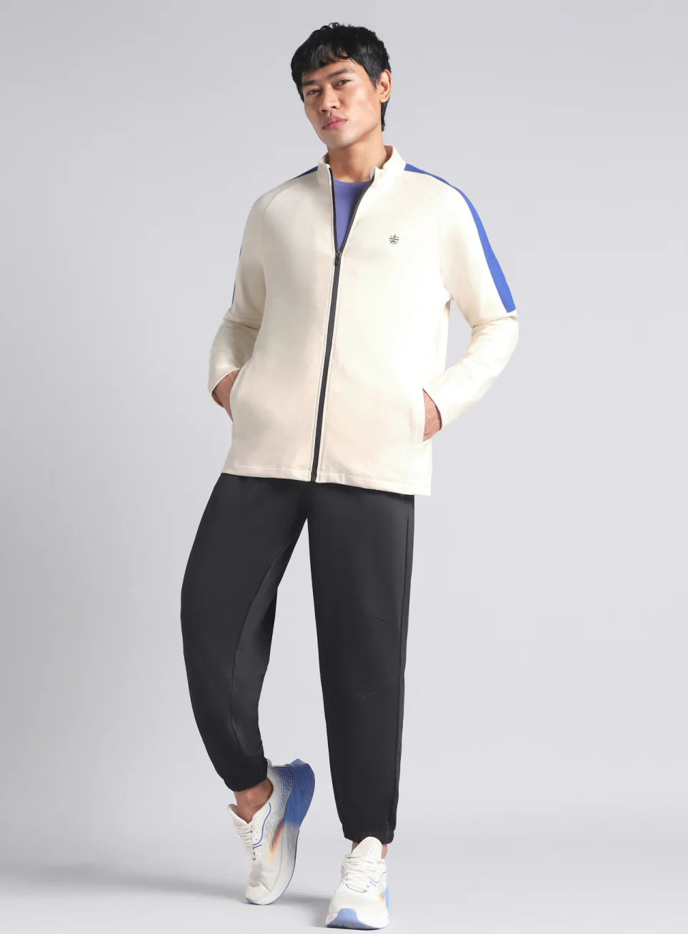 Men's Off White Workout Essential Mid Layer Jacket - Image 3
