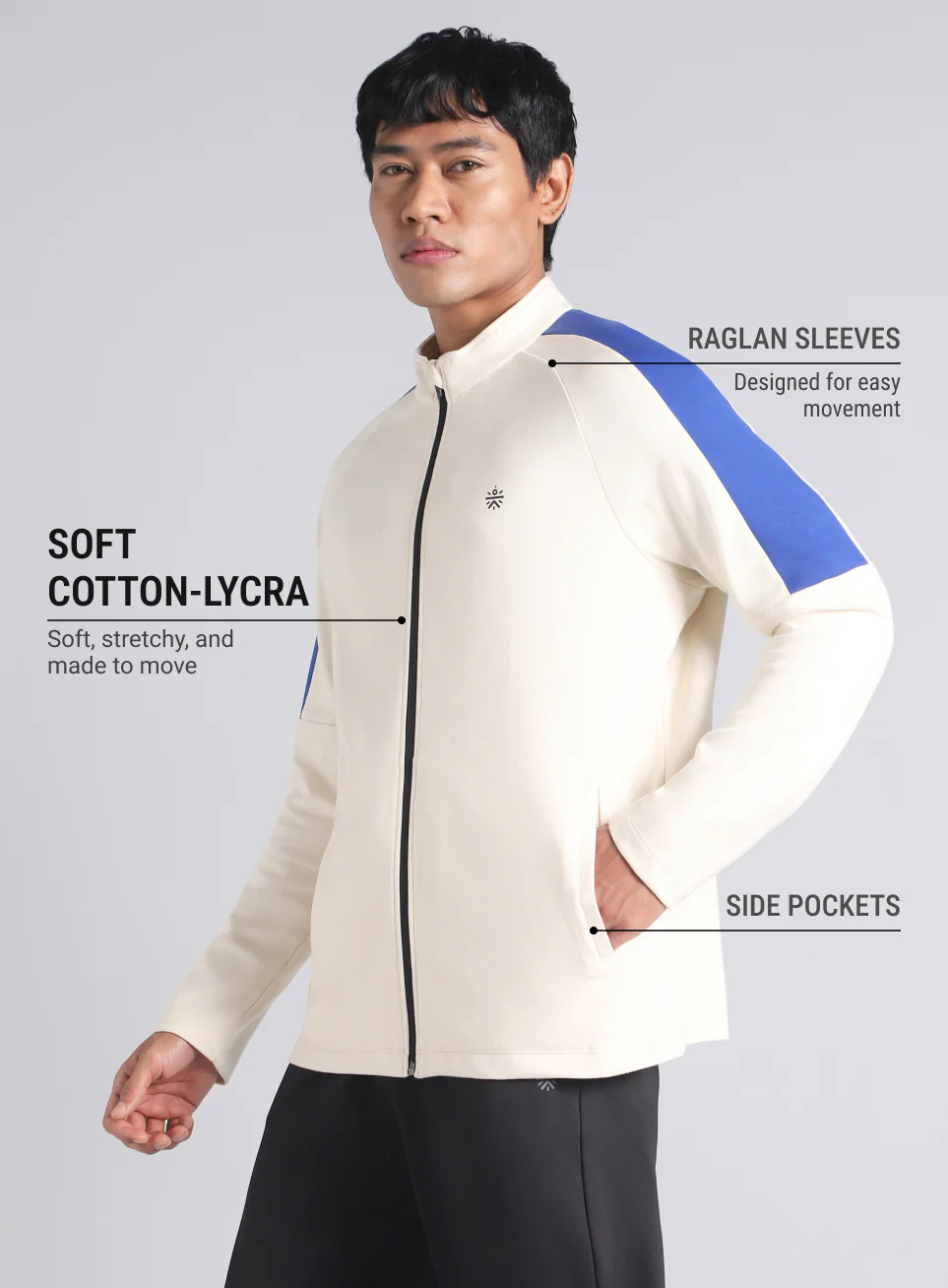 Men's Off White Workout Essential Mid Layer Jacket - Image 5